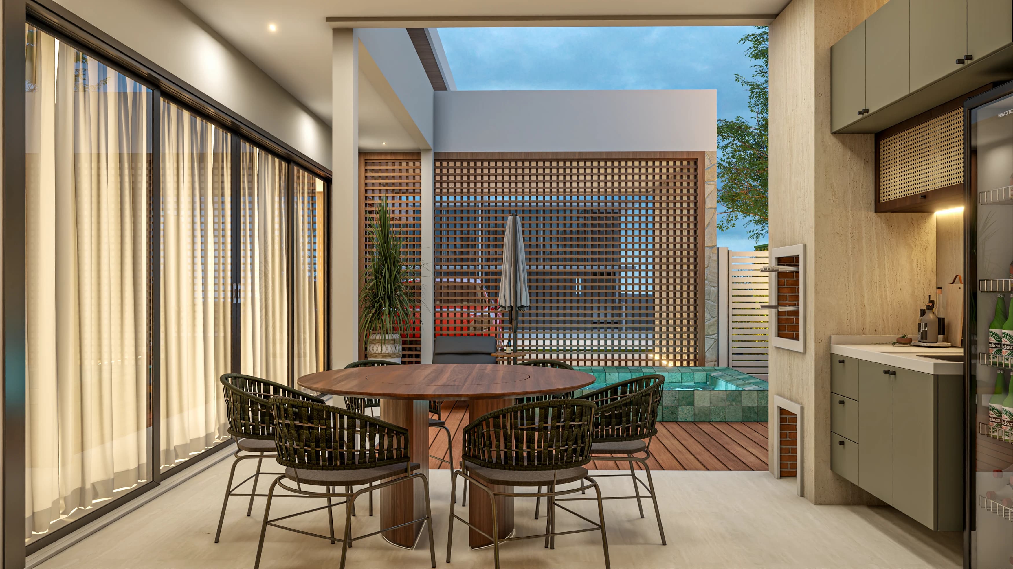 ambiente integrado do projeto Residencial JO em Eusébio, CE